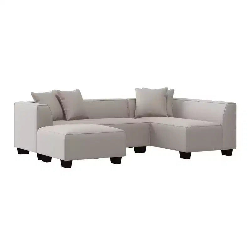 HL Home Furnishings Right-hand Facing Velour Sectional with Ottoman