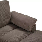 Divano angolare a U in velluto a coste Polibi con pouf contenitore nascosto, console USB e portabicchieri