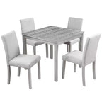 CLIHOME Set da pranzo in legno di 5 pezzi, set da tavolo con decorazione in cristallo per cucina con tavolo quadrato e 4 sedie imbottite