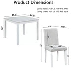 CLIHOME Set da pranzo in legno di 5 pezzi, set da tavolo con decorazione in cristallo per cucina con tavolo quadrato e 4 sedie imbottite