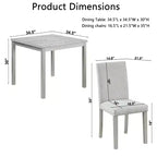 CLIHOME Set da pranzo in legno di 5 pezzi, set da tavolo con decorazione in cristallo per cucina con tavolo quadrato e 4 sedie imbottite