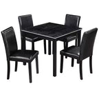 CLIHOME Set da pranzo in legno di 5 pezzi, set da tavolo con decorazione in cristallo per cucina con tavolo quadrato e 4 sedie imbottite