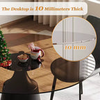 GDFStudio Zephyr, set sala da pranzo moderno da 5 pezzi con tavolo rotondo in vetro temperato e sedie rivestite in similpelle