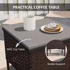 Set mobili da patio in vimini da 3 pezzi, sedie a dondolo da esterno in rattan PE con tavolino, cuscini per portico
