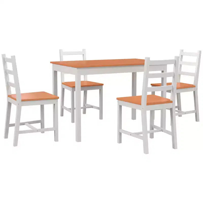 Esszimmer-Set für 4 Personen, 5-teiliges modernes Küchentisch- und Stuhlset, Esszimmergarnitur aus Massivholz für kleine Räume, Frühstücksecke