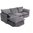 Divano a 4 posti a L moderno GDFStudio Sewell in simil lino con pouf mobile