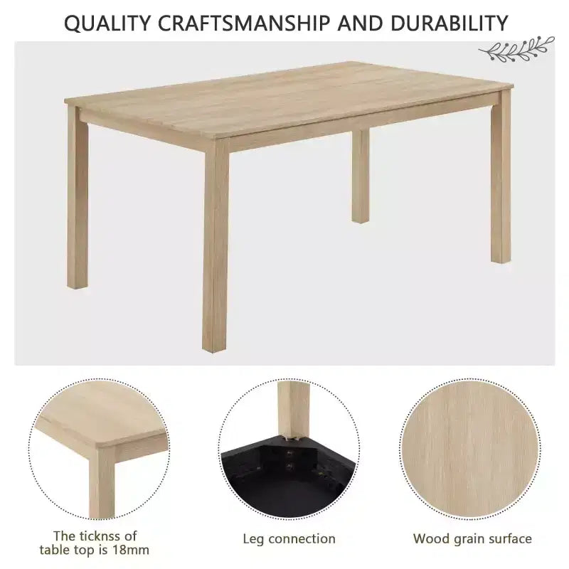 Set da pranzo moderno in legno da 6 pezzi con panca e 4 sedie imbottite, set tavolo da cucina rettangolare moderno per sala da pranzo - Panipeachy
