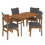 Set da pranzo moderno a 5 pezzi con telaio in legno di gomma e 4 sedie imbottite, set da pranzo salvaspazio per sala da pranzo o cucina - Panipeachy