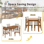 Set da pranzo moderno a 5 pezzi con telaio in legno di gomma e 4 sedie imbottite, set da pranzo salvaspazio per sala da pranzo o cucina - Panipeachy