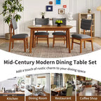Set da pranzo moderno a 5 pezzi con telaio in legno di gomma e 4 sedie imbottite, set da pranzo salvaspazio per sala da pranzo o cucina - Panipeachy