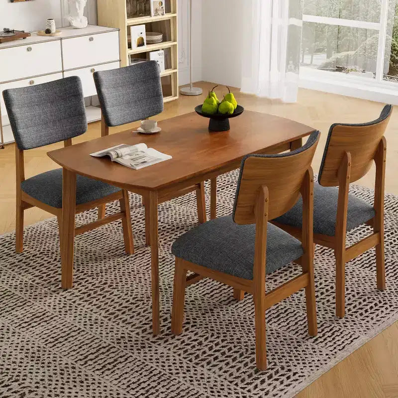Set da pranzo moderno da 5 pezzi con struttura in legno di caucciù e 4 sedie imbottite, set salvaspazio per sala da pranzo o cucina - Panipeachy