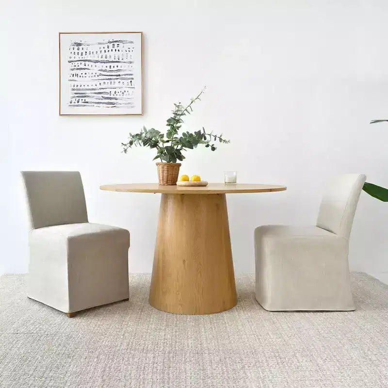 Set da tavolo e sedie da pranzo da 3 pezzi, tavolo rotondo da 35 pollici con sedie con copertura imbottita per angolo colazione o piccoli spazi-Panipeachy