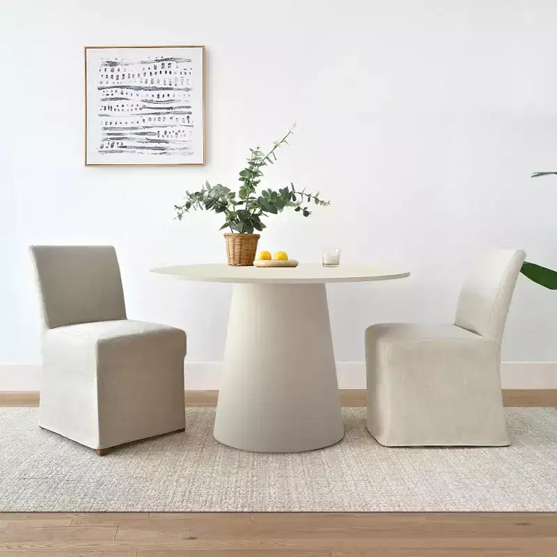 Set da tavolo e sedie da pranzo da 3 pezzi, tavolo rotondo da 35 pollici con sedie con copertura imbottita per angolo colazione o piccoli spazi-Panipeachy
