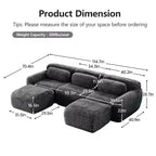 Divano sezionale modulare con 2 pouf, divano letto sezionale con seduta profonda, divano sezionale moderno di piccole dimensioni per soggiorno e camera da letto-Panipeachy
