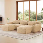 Divano sezionale modulare con 2 pouf, divano letto sezionale con seduta profonda, divano sezionale moderno di piccole dimensioni per soggiorno e camera da letto-Panipeachy