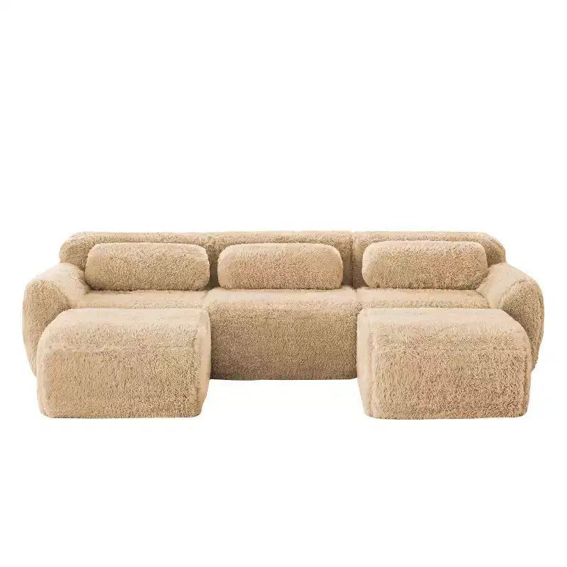 Divano sezionale modulare con 2 pouf, divano letto sezionale con seduta profonda, divano sezionale moderno di piccole dimensioni per soggiorno e camera da letto-Panipeachy