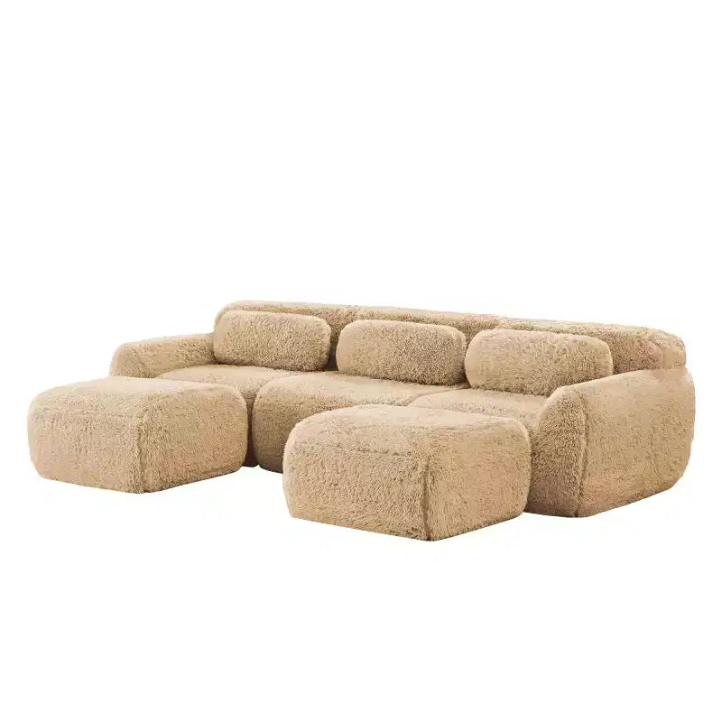 Divano sezionale modulare con 2 pouf, divano letto sezionale con seduta profonda, divano sezionale moderno di piccole dimensioni per soggiorno e camera da letto-Panipeachy