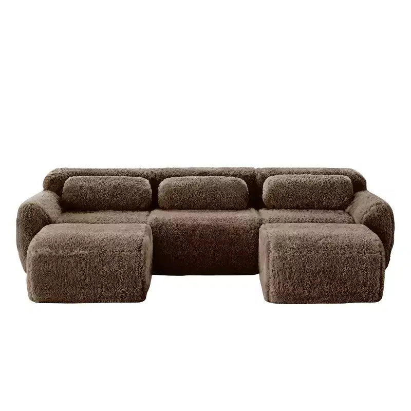 Divano sezionale modulare con 2 pouf, divano letto sezionale con seduta profonda, divano sezionale moderno di piccole dimensioni per soggiorno e camera da letto-Panipeachy