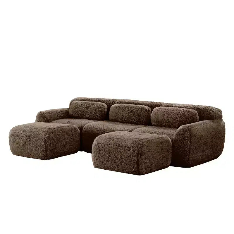 Divano sezionale modulare con 2 pouf, divano letto sezionale con seduta profonda, divano sezionale moderno di piccole dimensioni per soggiorno e camera da letto-Panipeachy