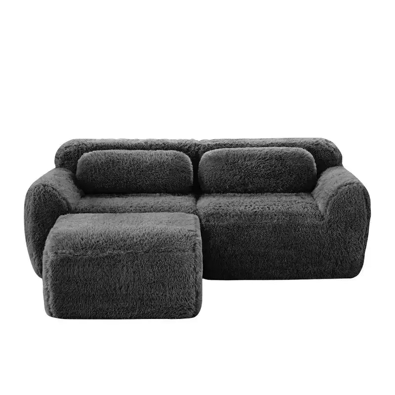 Divano componibile a forma di L con pouf, schiuma ad alta densità, moderno divano componibile di piccole dimensioni per soggiorno e camera da letto - Panipeachy