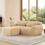 Divano componibile a forma di L con pouf, schiuma ad alta densità, moderno divano componibile di piccole dimensioni per soggiorno e camera da letto - Panipeachy