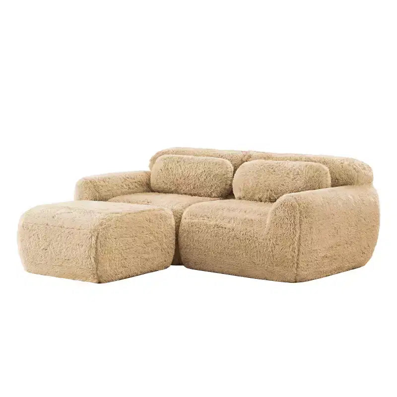 Divano componibile a forma di L con pouf, schiuma ad alta densità, moderno divano componibile di piccole dimensioni per soggiorno e camera da letto - Panipeachy