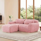 Divano componibile a forma di L con pouf, schiuma ad alta densità, moderno divano componibile di piccole dimensioni per soggiorno e camera da letto - Panipeachy