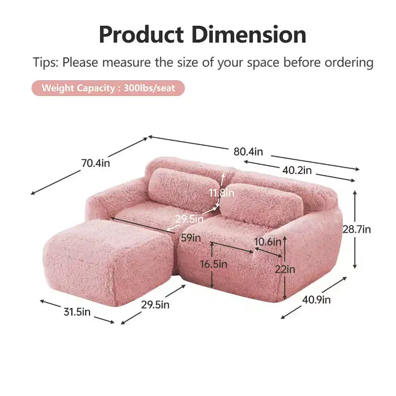 Divano componibile a forma di L con pouf, schiuma ad alta densità, moderno divano componibile di piccole dimensioni per soggiorno e camera da letto - Panipeachy