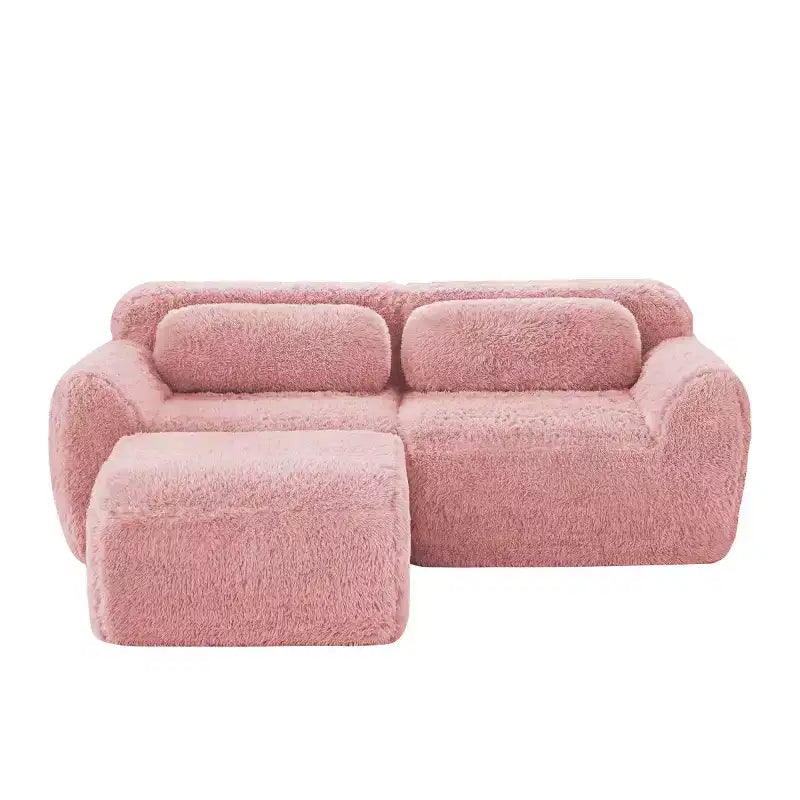 Divano componibile a forma di L con pouf, schiuma ad alta densità, moderno divano componibile di piccole dimensioni per soggiorno e camera da letto - Panipeachy