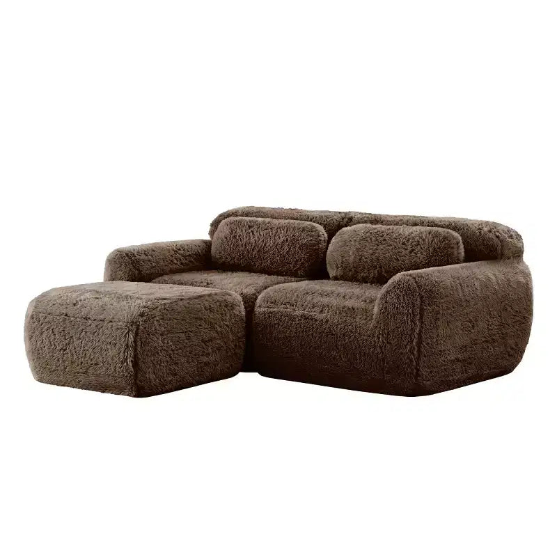 Divano componibile a forma di L con pouf, schiuma ad alta densità, moderno divano componibile di piccole dimensioni per soggiorno e camera da letto - Panipeachy
