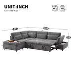 GDFStudio Nathan Modern 107 Divano sezionale a L in ciniglia estraibile con pouf contenitore e consolle bracciolo regolabile con porte di ricarica