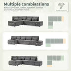 GDFStudio Nathan Modern 107 Divano sezionale a L in ciniglia estraibile con pouf contenitore e consolle bracciolo regolabile con porte di ricarica