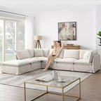 GDFStudio Nelson modernes, übergroßes 125.5 Chenille-L-förmiges modulares Ecksofa mit beweglichem Hocker