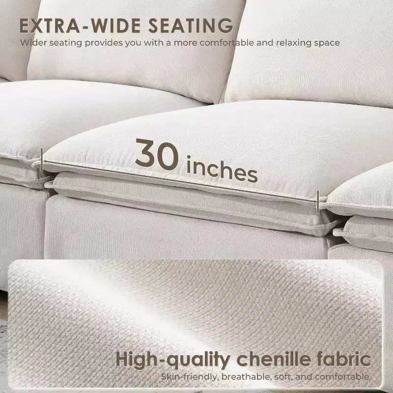 GDFStudio Nelson modernes, übergroßes 125.5 Chenille-L-förmiges modulares Ecksofa mit beweglichem Hocker