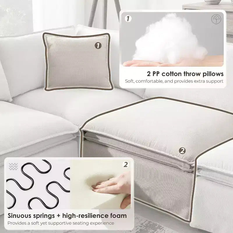 GDFStudio Nelson modernes, übergroßes 125.5 Chenille-L-förmiges modulares Ecksofa mit beweglichem Hocker