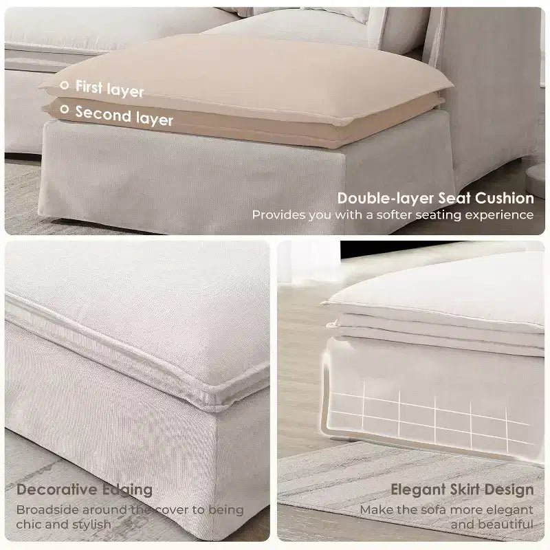 GDFStudio Nelson modernes, übergroßes 125.5 Chenille-L-förmiges modulares Ecksofa mit beweglichem Hocker