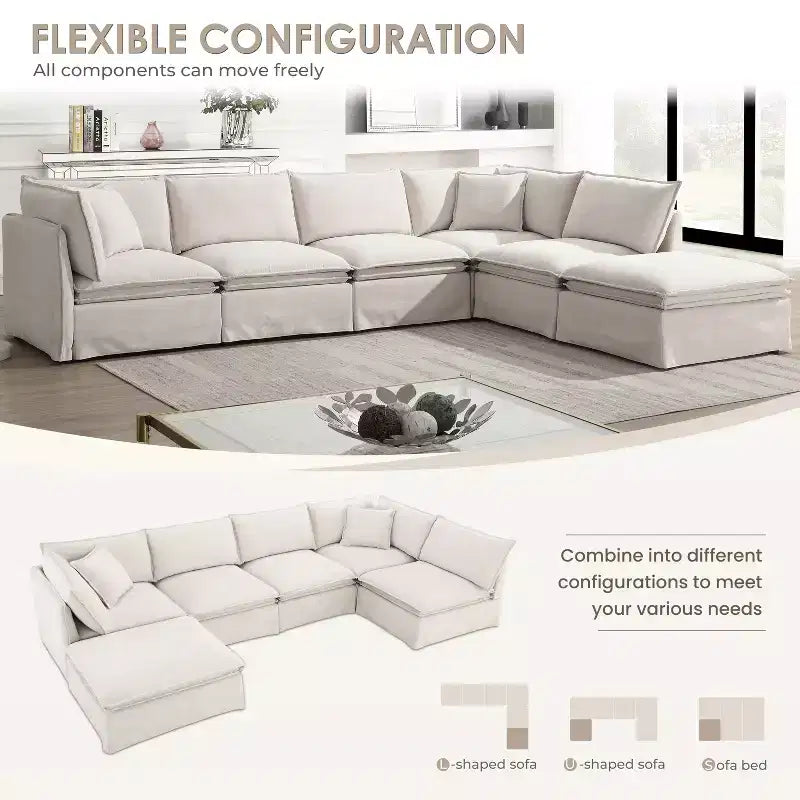 GDFStudio Nelson modernes, übergroßes 125.5 Chenille-L-förmiges modulares Ecksofa mit beweglichem Hocker