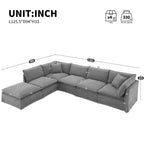 GDFStudio Nelson modernes, übergroßes 125.5 Chenille-L-förmiges modulares Ecksofa mit beweglichem Hocker