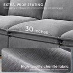 GDFStudio Nelson modernes, übergroßes 125.5 Chenille-L-förmiges modulares Ecksofa mit beweglichem Hocker