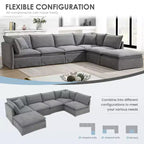 GDFStudio Nelson modernes, übergroßes 125.5 Chenille-L-förmiges modulares Ecksofa mit beweglichem Hocker