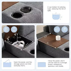 Divano modulare a U GDFStudio Logan Modern 140 in velluto a coste con pouf contenitore mobile, console e ricarica USB