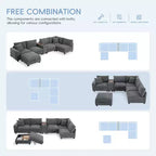 Divano modulare a U GDFStudio Logan Modern 140 in velluto a coste con pouf contenitore mobile, console e ricarica USB