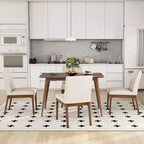 Set da pranzo moderno 5 pezzi per 4 persone, tavolo da cucina con struttura in legno massello con 4 sedie da pranzo imbottite per sala da pranzo o cucina-Panipeachy