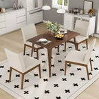 Set da pranzo moderno 5 pezzi per 4 persone, tavolo da cucina con struttura in legno massello con 4 sedie da pranzo imbottite per sala da pranzo o cucina-Panipeachy