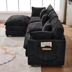 Divano componibile moderno 102 con pouf, cuscini a doppio strato, divano Cloud in tessuto morbido per soggiorni, appartamenti o salotti-Panipeachy
