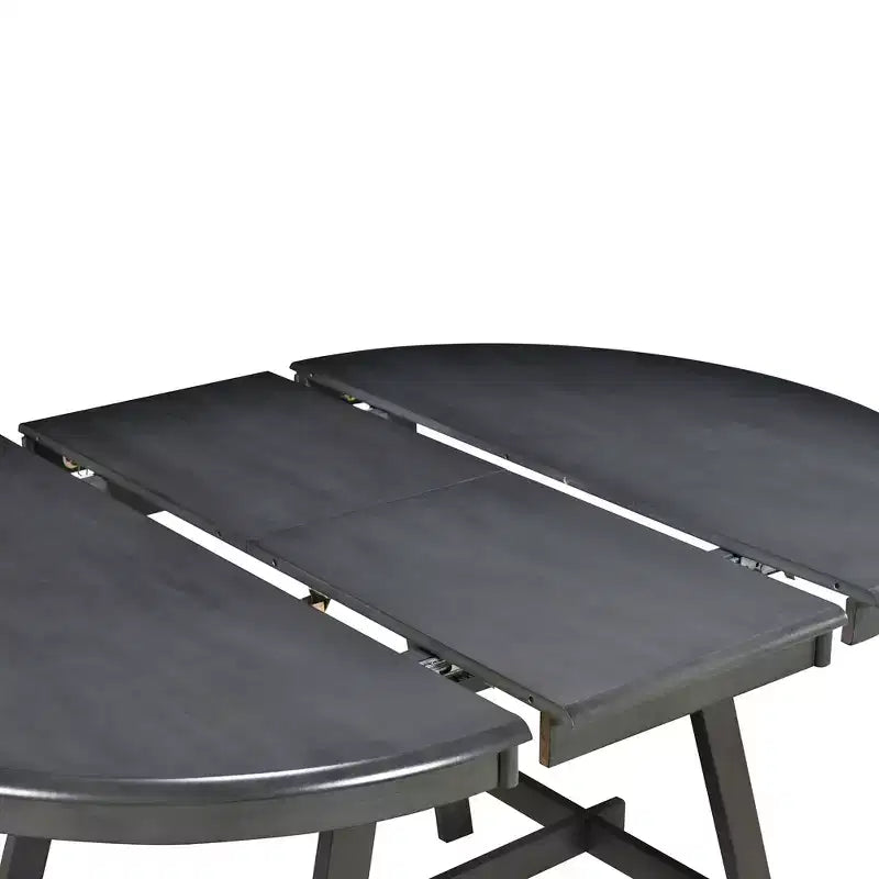 Set tavolo da pranzo rotondo allungabile, set da 5 pezzi con tavolo in legno e 4 sedie, tavolo da pranzo per 4 persone per sala da pranzo