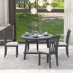 Set tavolo da pranzo rotondo allungabile, set da 5 pezzi con tavolo in legno e 4 sedie, tavolo da pranzo per 4 persone per sala da pranzo