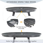 Set tavolo da pranzo rotondo allungabile, set da 5 pezzi con tavolo in legno e 4 sedie, tavolo da pranzo per 4 persone per sala da pranzo