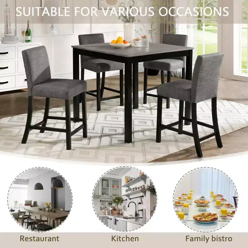 Set tavolo altezza bancone 5 pezzi Sumyeg con 4 sedie per cucina o sala da pranzo