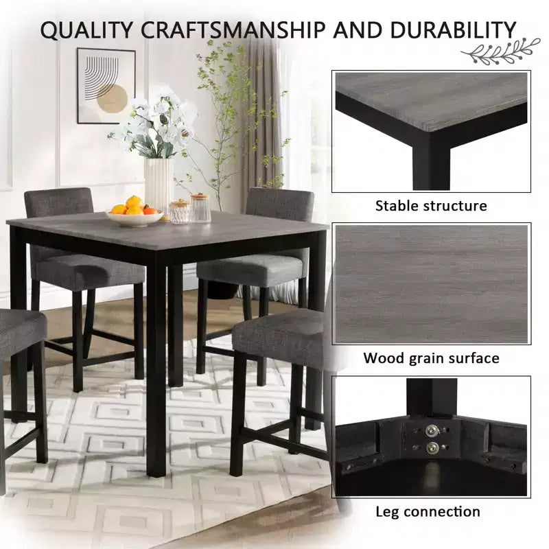 Set tavolo altezza bancone 5 pezzi Sumyeg con 4 sedie per cucina o sala da pranzo